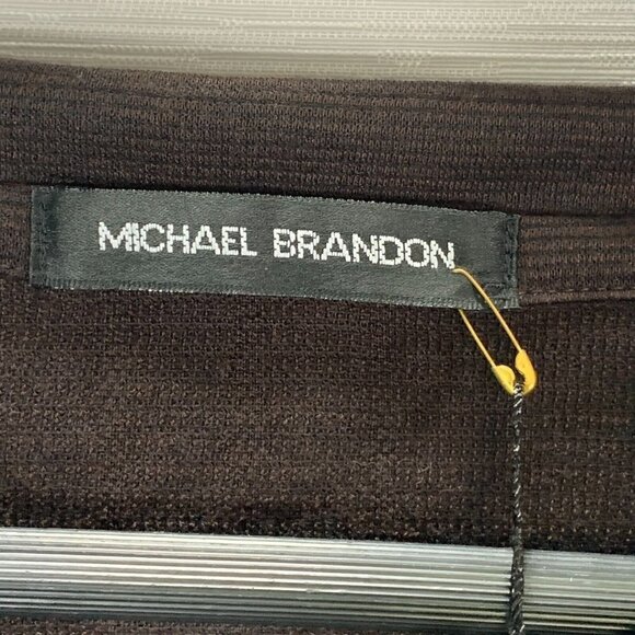 Michael Brandon Sweater Mens XXL Brown Stretch V Neck Long Sleeve NEW - Picture 4 of 9